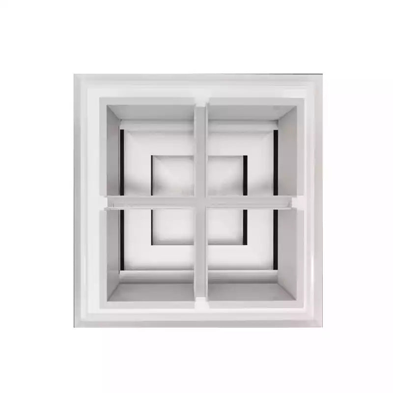 6X6 white vent cover - 4 way supply - back view